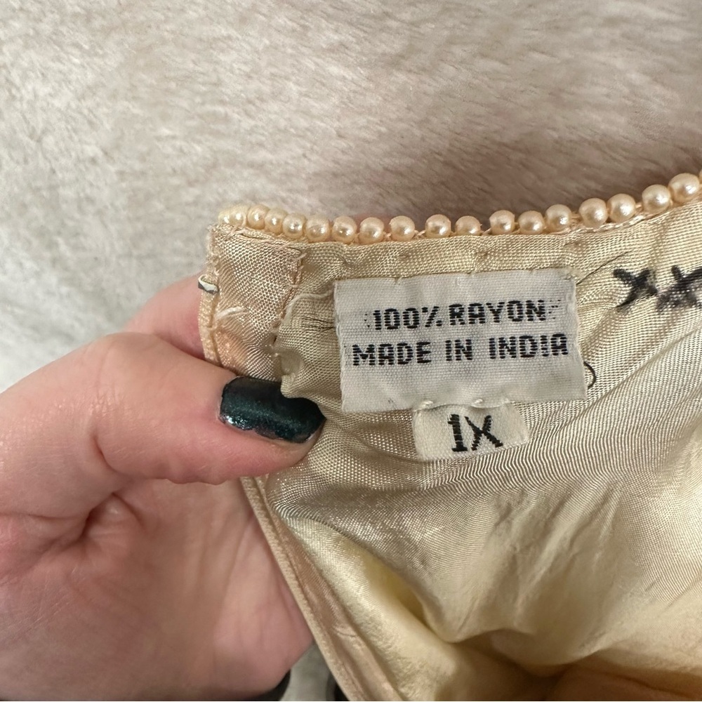 Scala Vintage beaded midi dress women’s 1x champagne mother of bride long sleeve - Picture 7 of 16